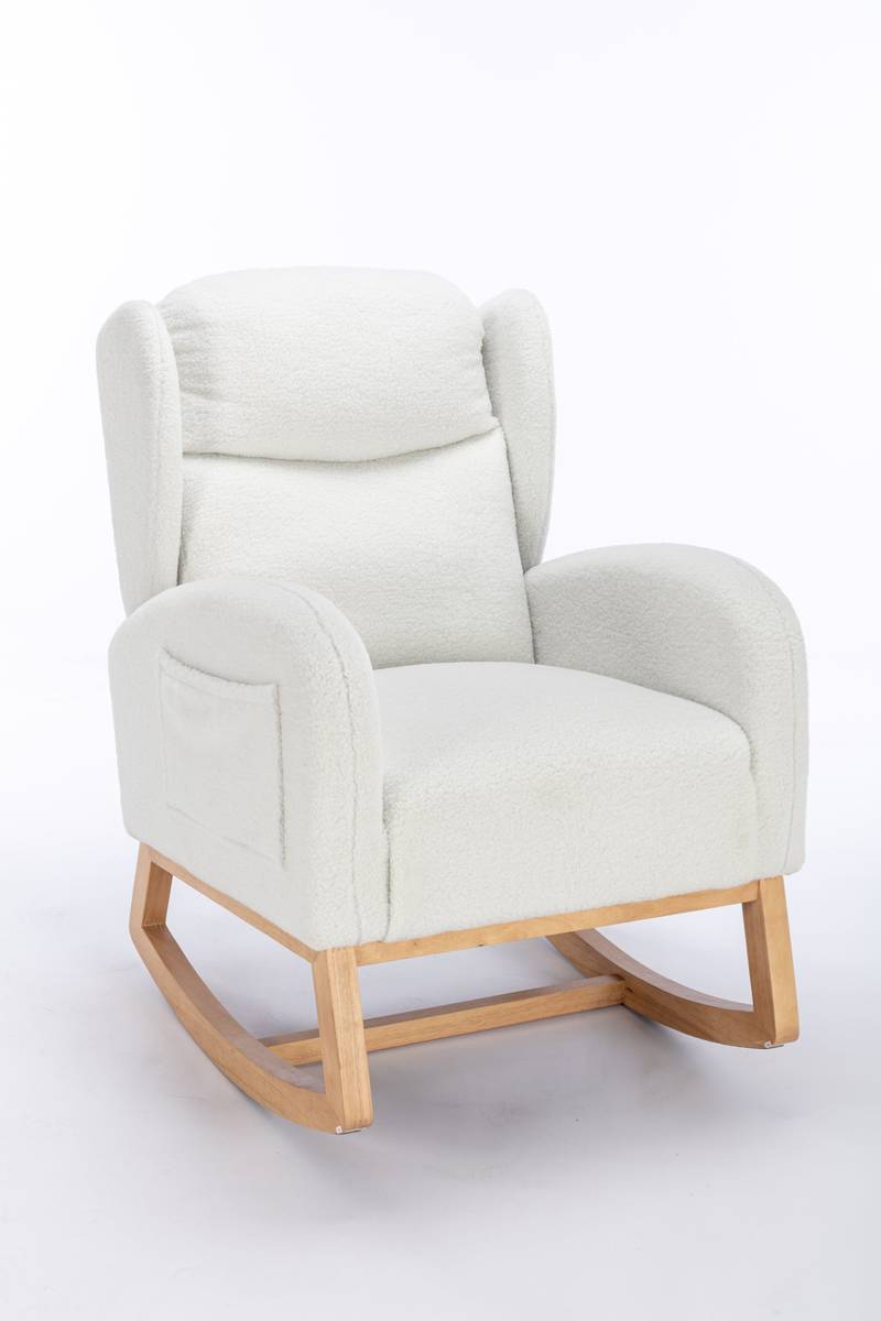 Cozy Ivory Teddy Rocking Chair