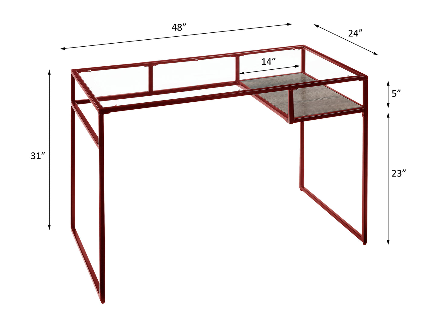 Vibrant Red Glass Yasin Desk