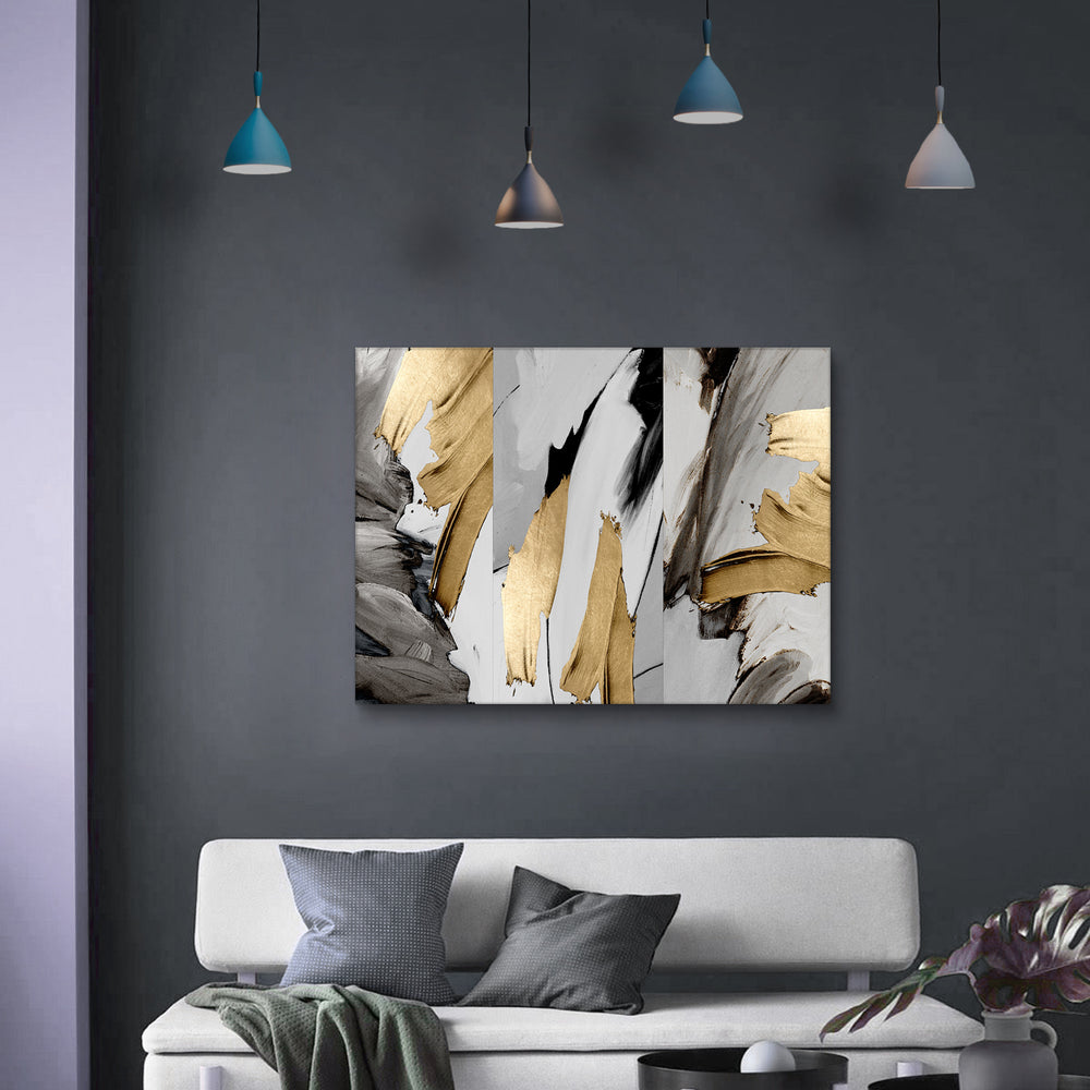 Chic Abstract Canvas Art - Gold & Silver Elegance for Any Room