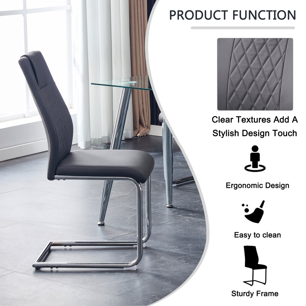 Sleek Faux Leather Dining Chairs - Set of Four