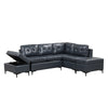 Cozy Blue L-Shaped Corner Sofa with Storage Ottomans