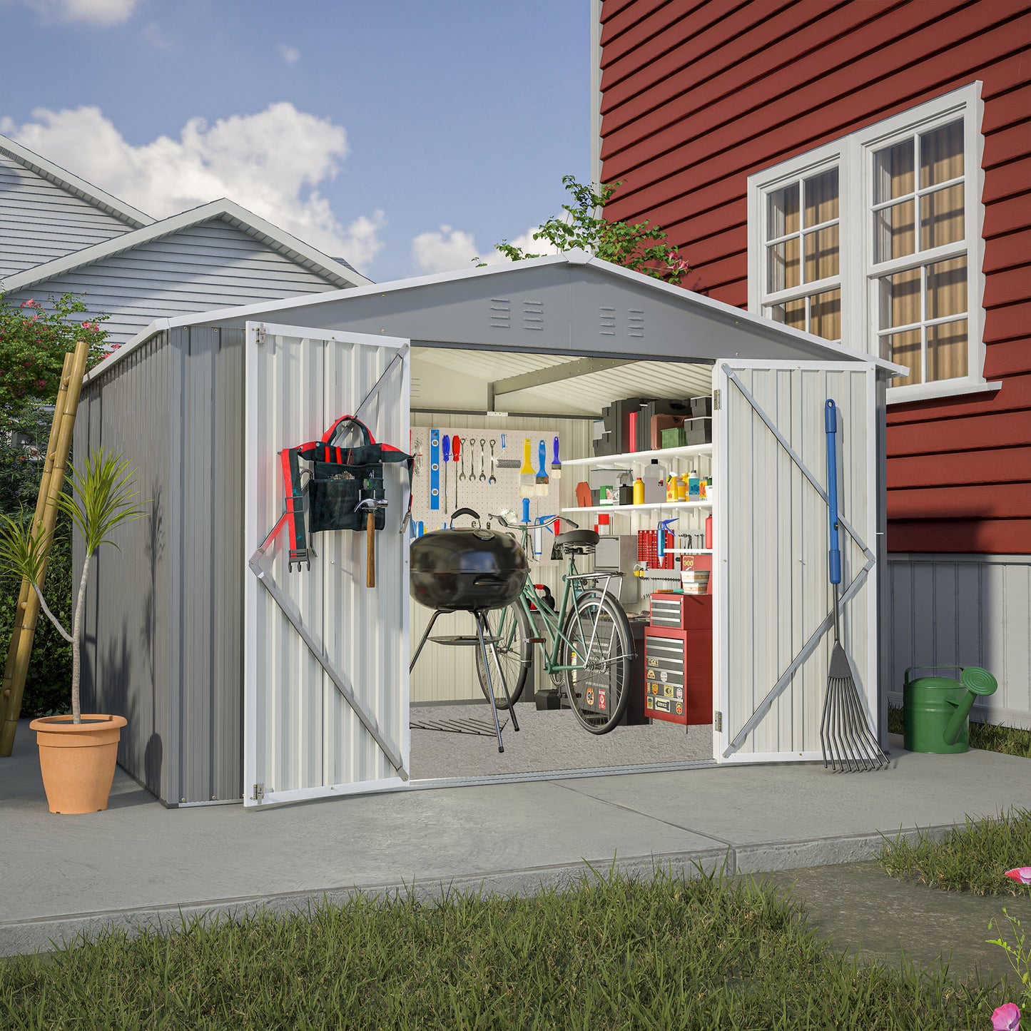 All-Weather Metal Storage Shed for Garden & Patio – Lockable & Durable