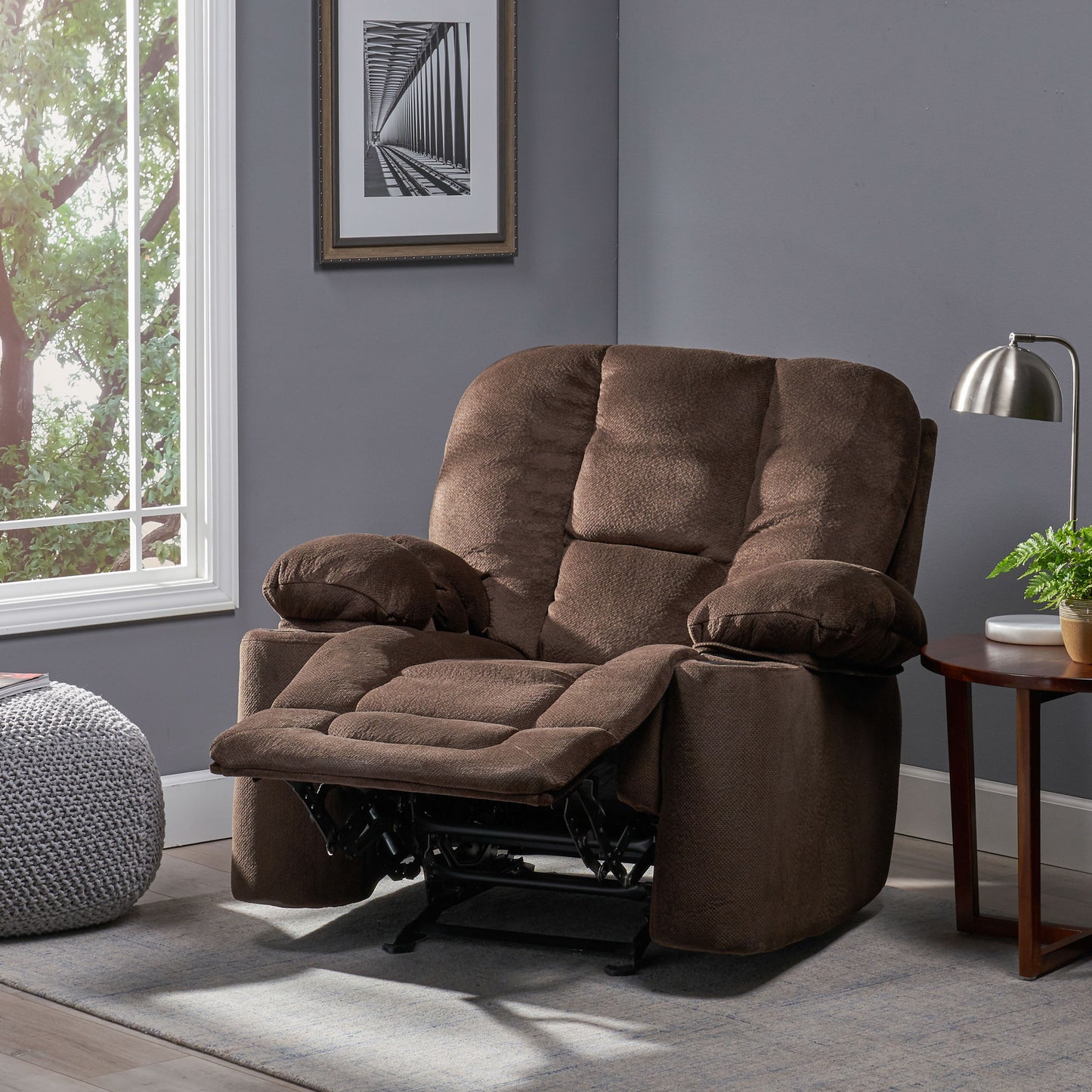 Cozy Chocolate Recliner with Cup Holders