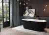 Sleek Black Acrylic Soaking Tub with Brass Drain