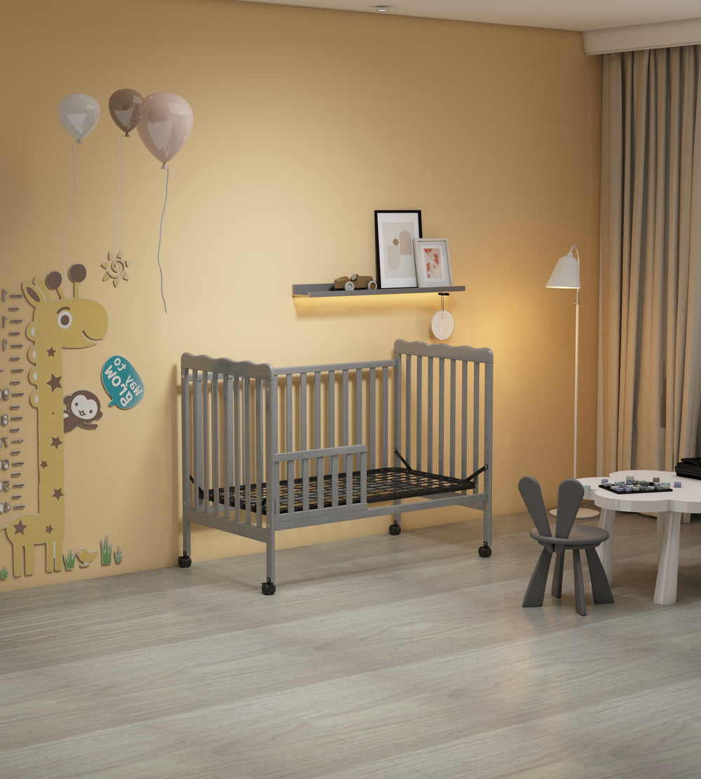 Stylish 3-in-1 Convertible Crib in Storm Grey