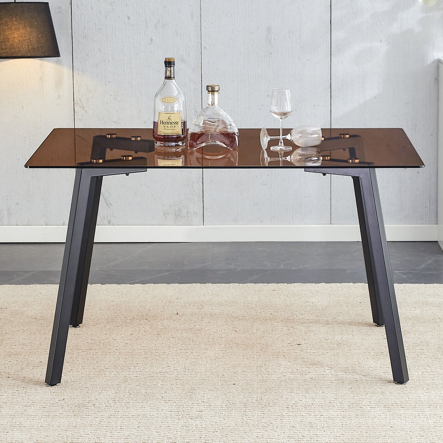 Sleek Brown Glass Dining Table