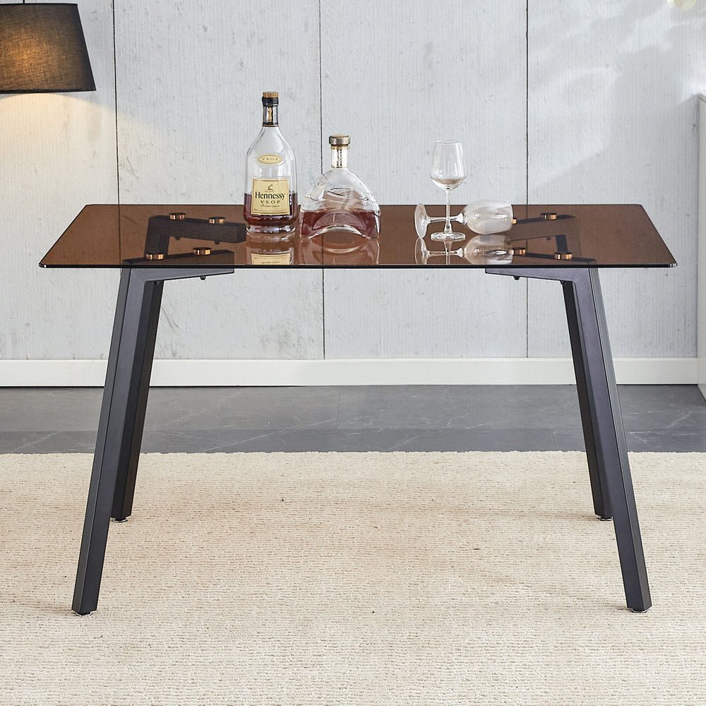 Sleek Brown Glass Dining Table