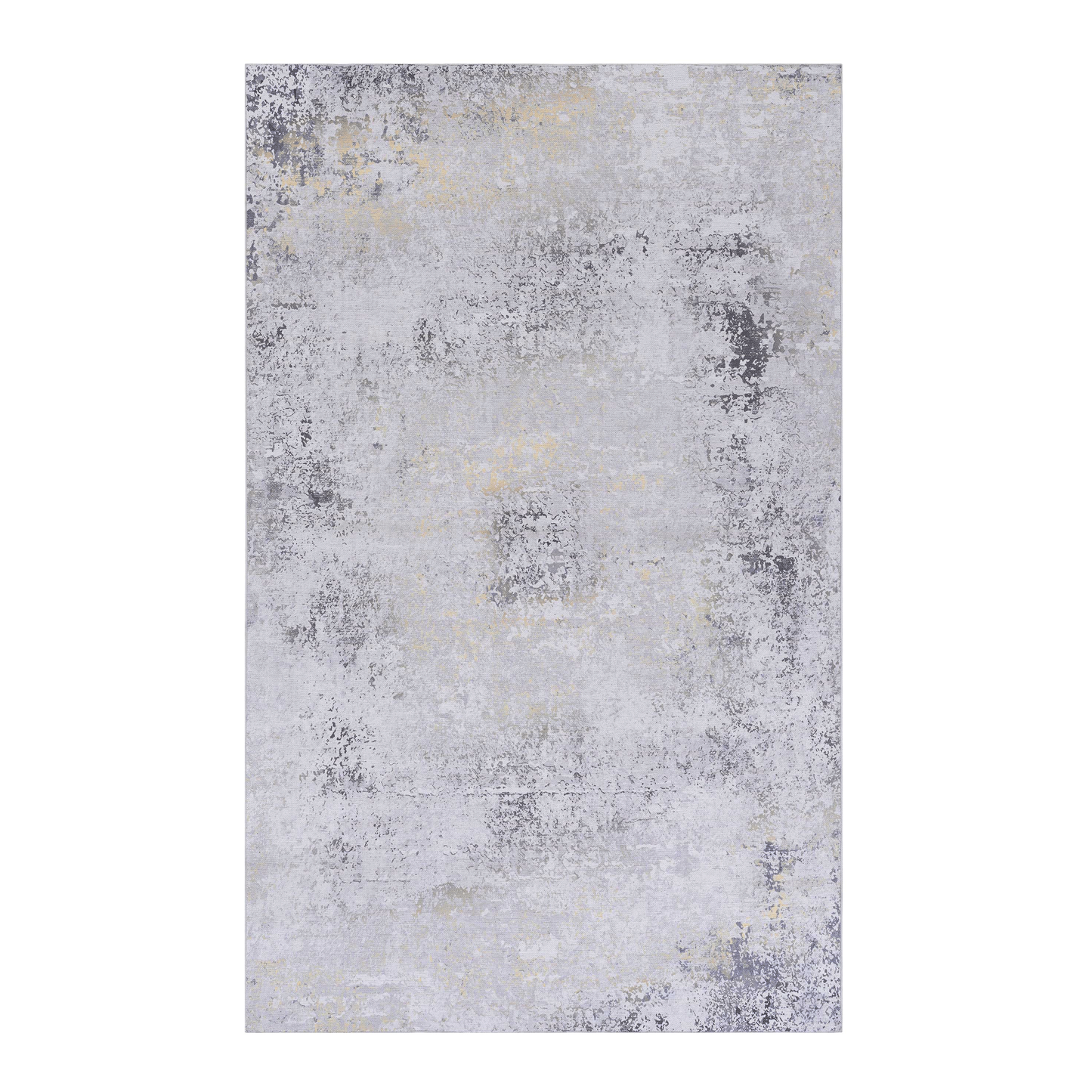 Versatile Washable Area Rug - Kid & Pet Friendly, Non-Slip Comfort - Gray & Gold