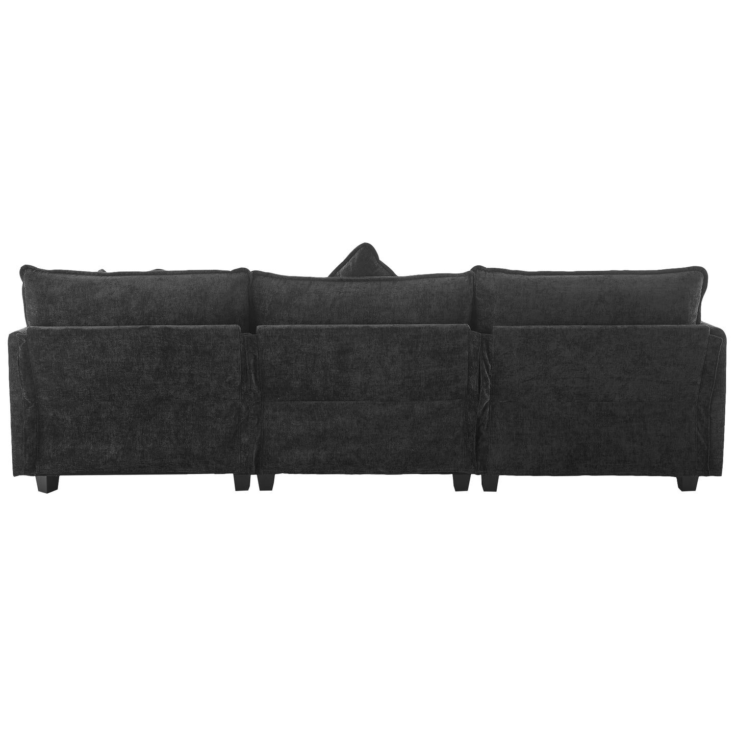 Chic L-Shape Chenille Sofa with Ottoman & Pillows