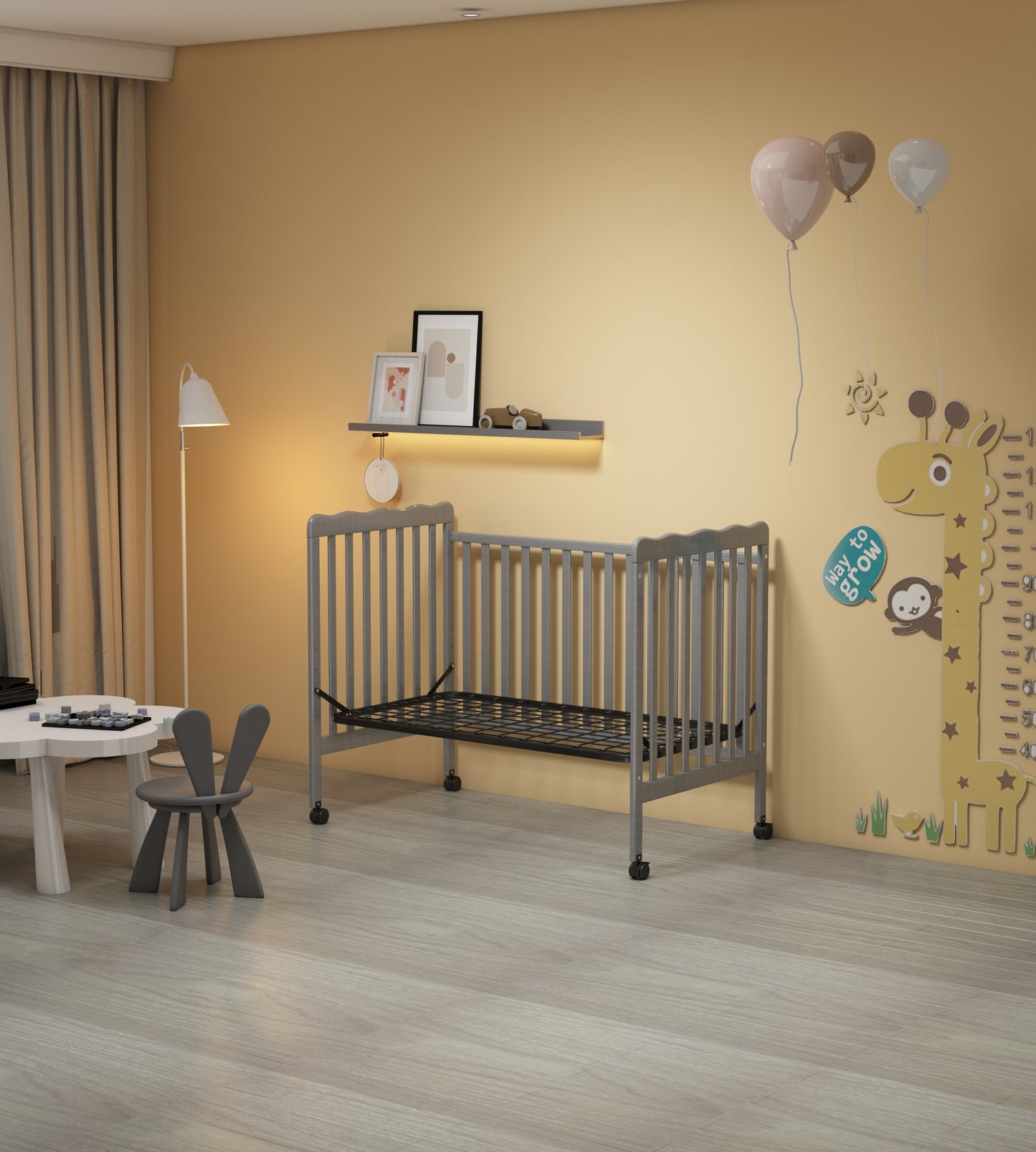 Stylish 3-in-1 Convertible Crib in Storm Grey