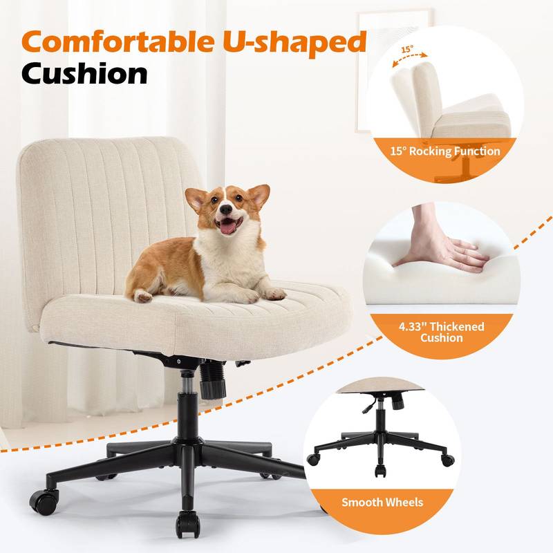 Chic Rolling Office Chair with Swing Backrest