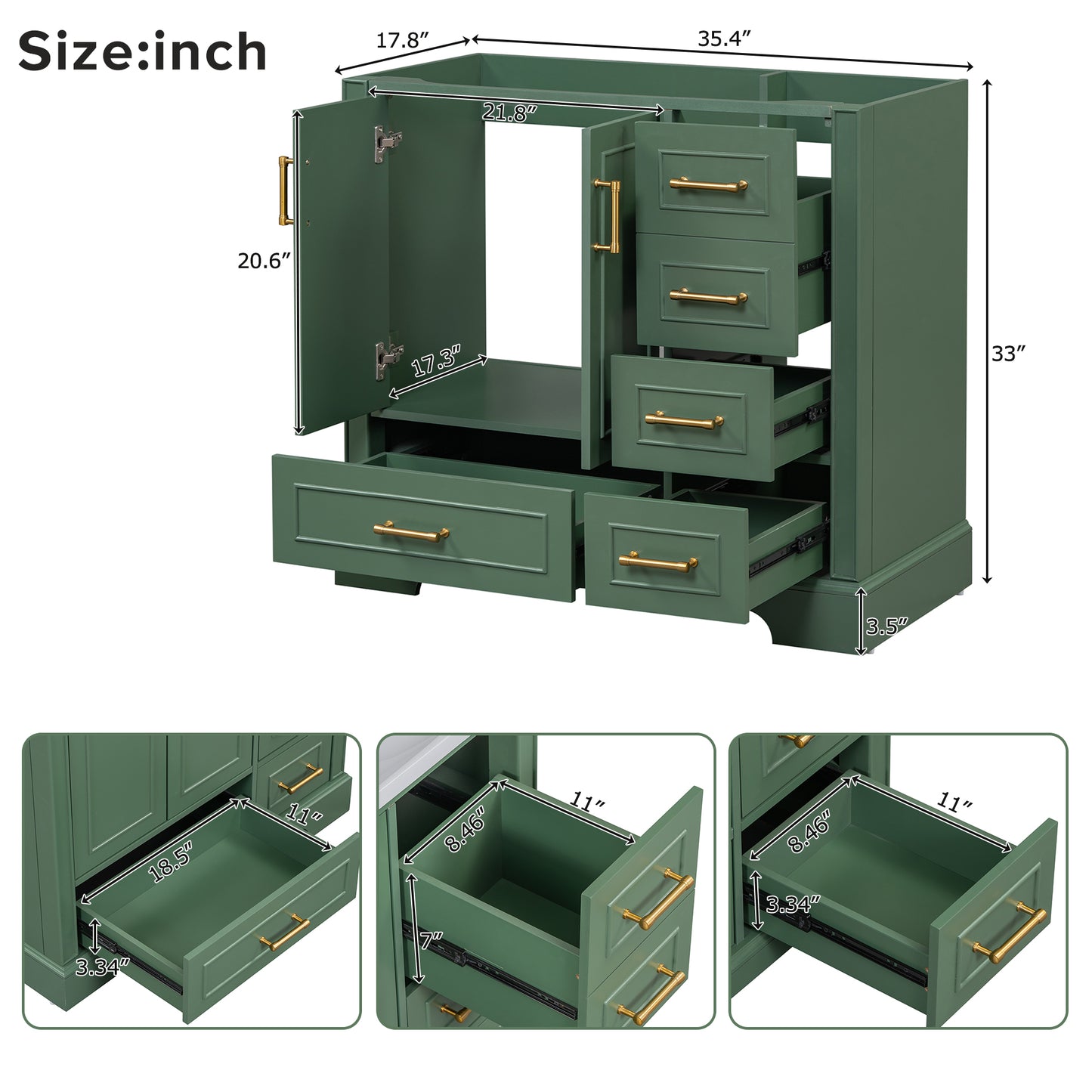 Charming Green Bathroom Vanity Console