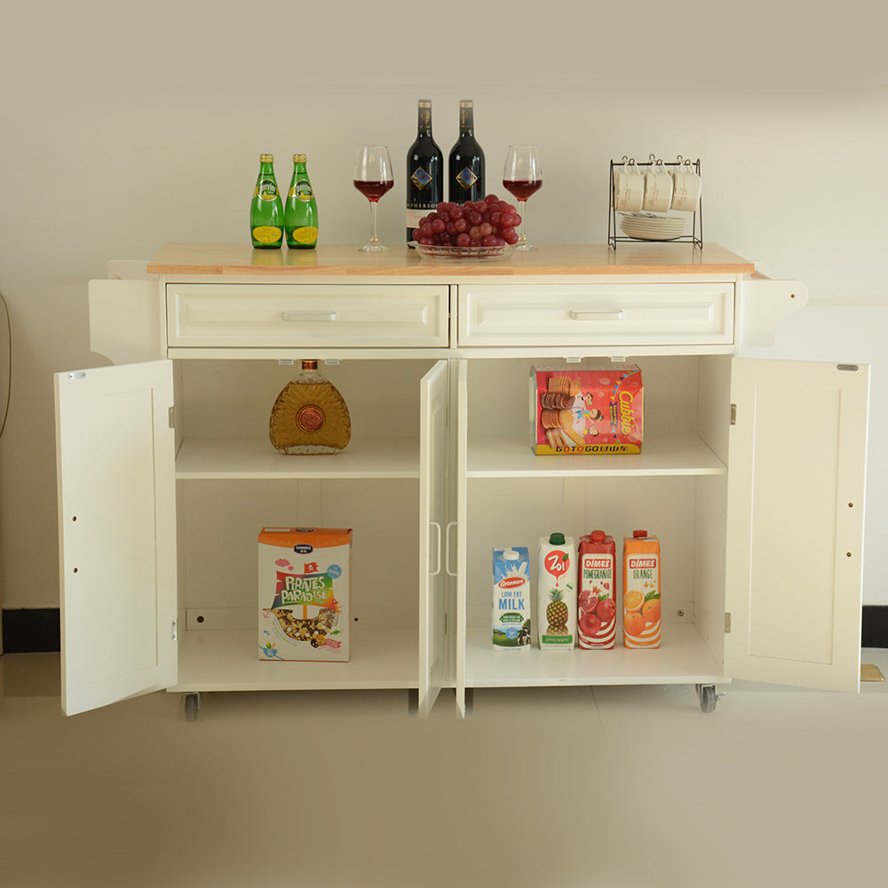 Elegant Mobile Kitchen Island with Adjustable Shelves