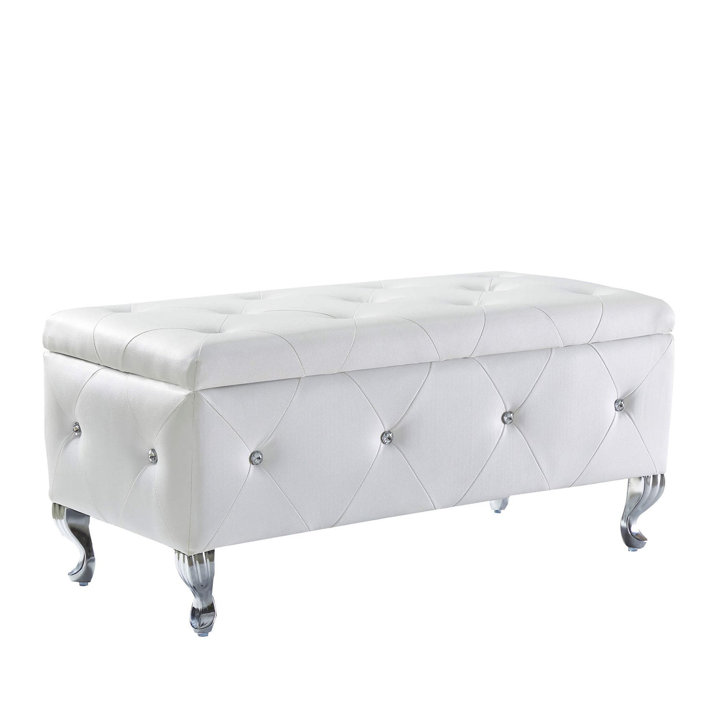 Chic Crystal Button Storage Bench