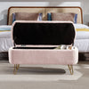 Chic Pink Storage Bench with Gold Legs