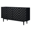 Sleek Black Sideboard with Stylish Curved Doors and Silver Handles