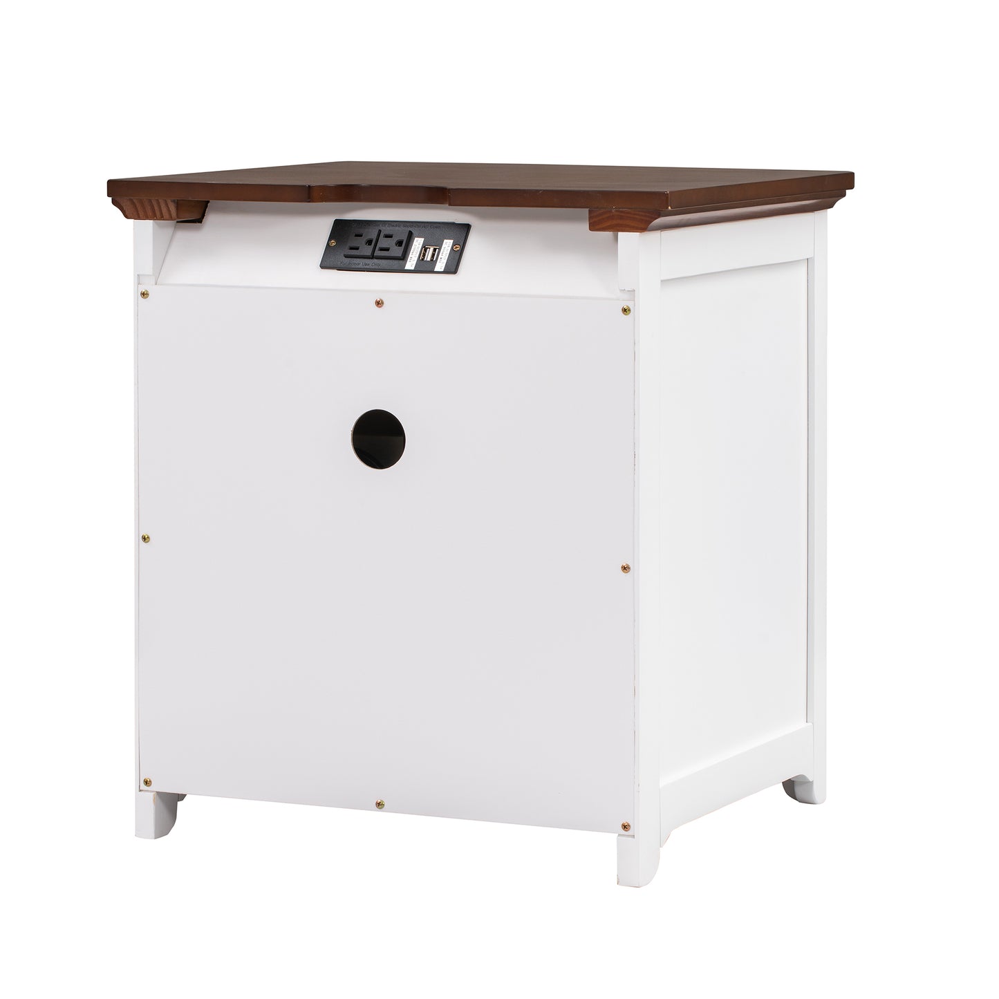 Chic Wooden Nightstand with USB Ports and Ample Storage