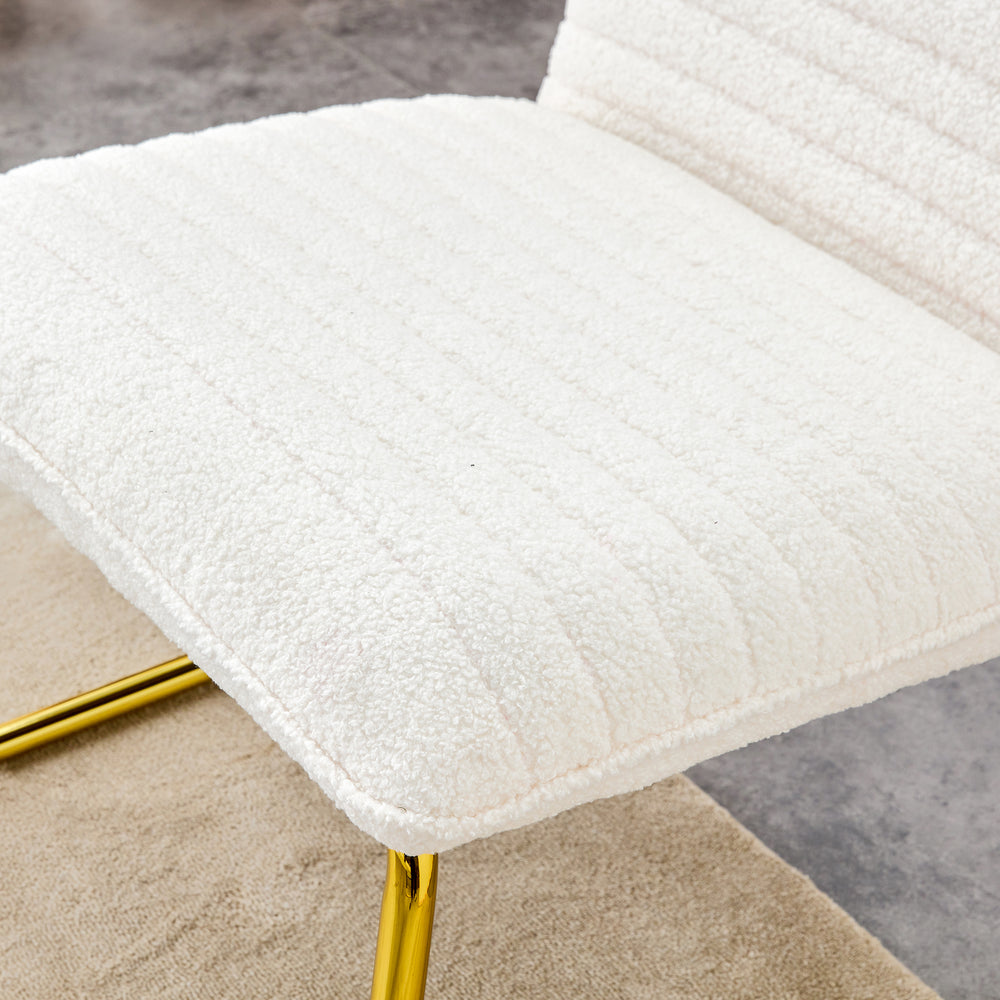 Chic White Armless Sofa Chair with Gold Legs