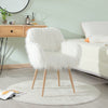 Chic White Faux Fur Makeup Chair with Metal Legs