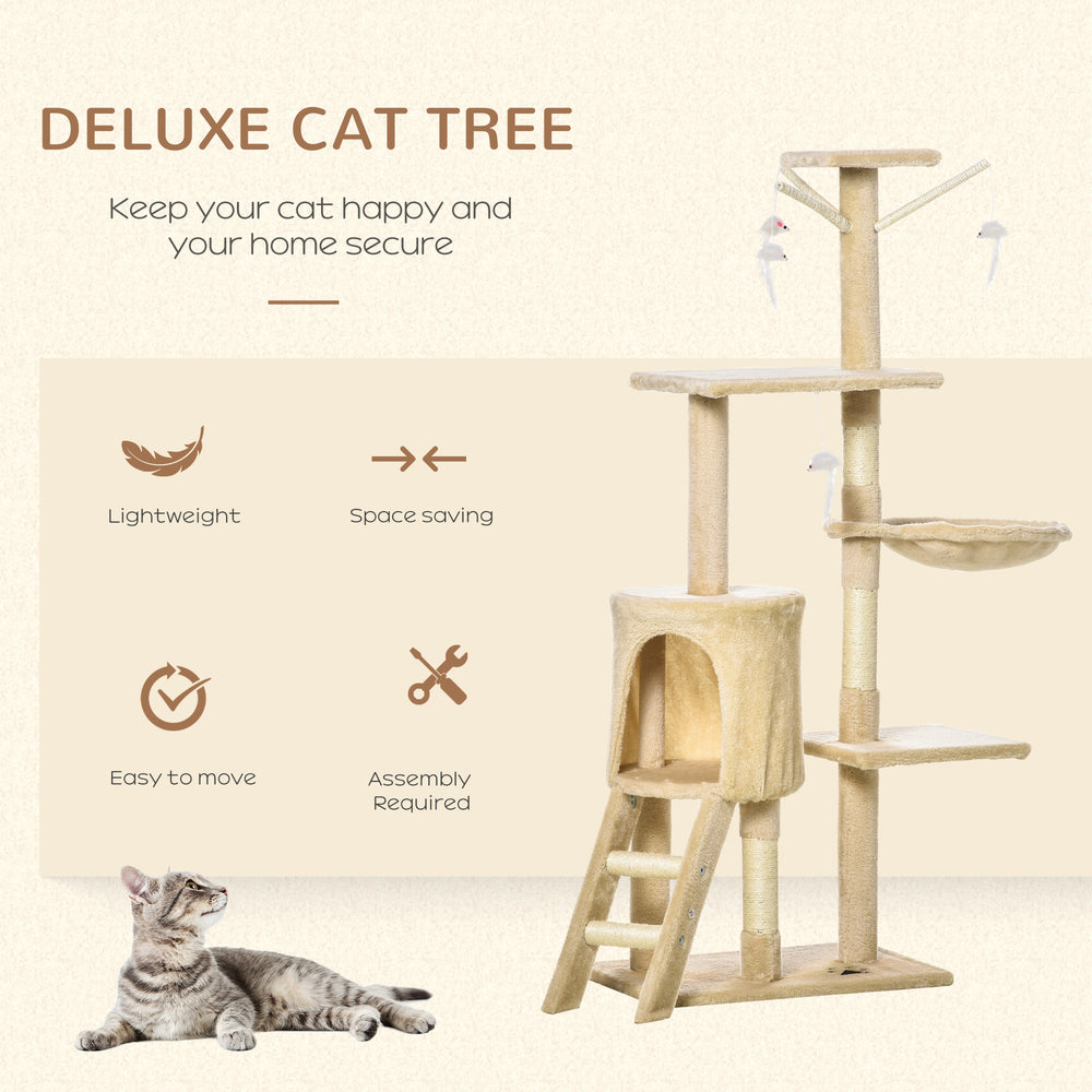 PawHut Cozy Cat Condo & Scratching Tower