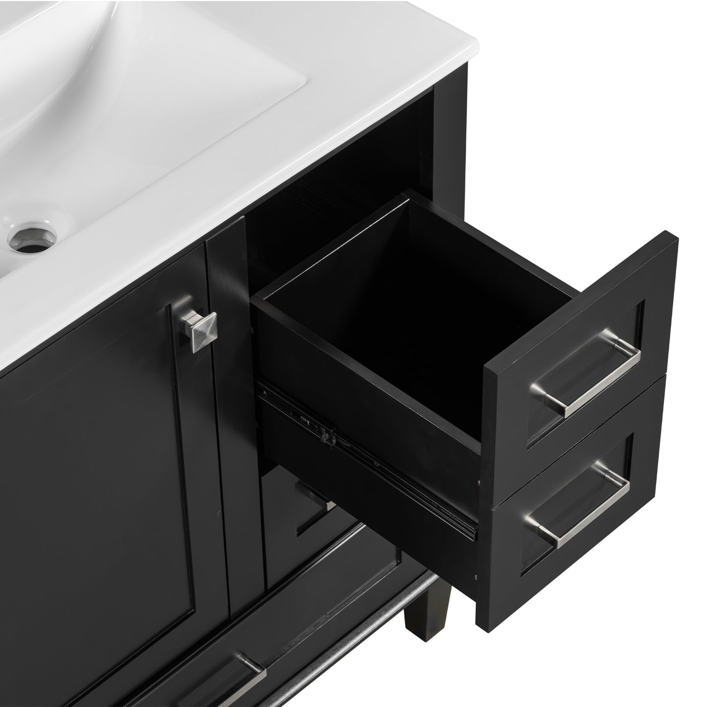 Sleek Black Bathroom Vanity with Sink and Soft-Close Storage