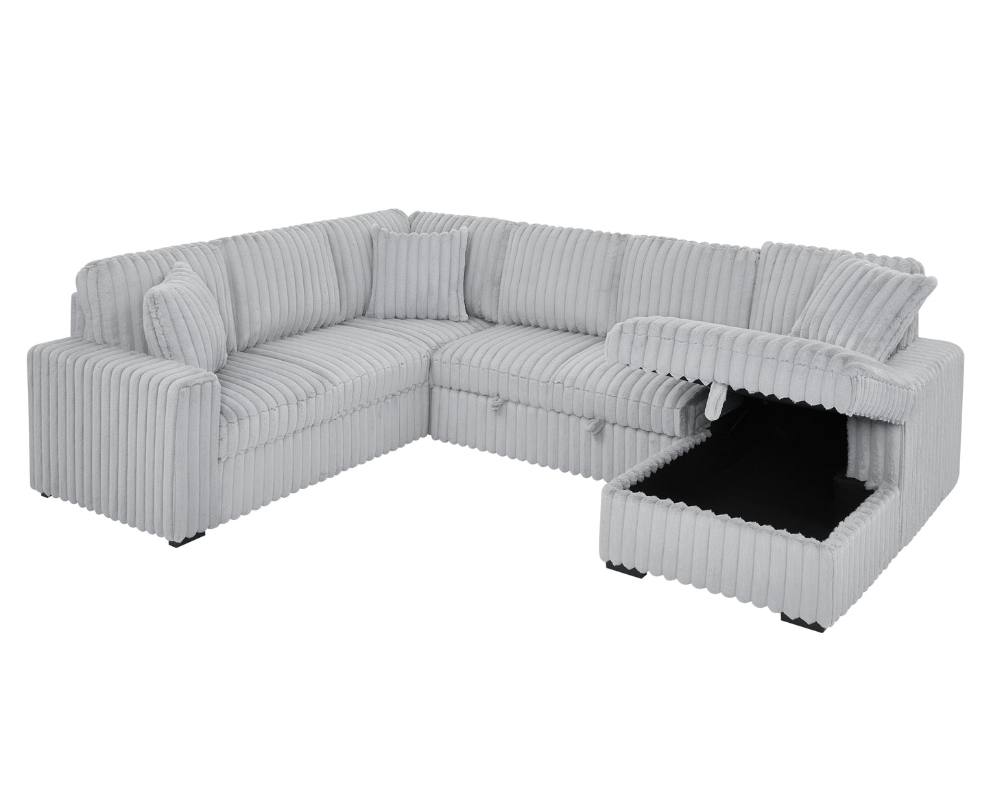 Cozy USB Sofa Bed: Plush U-Shaped Sectional with Storage and Comfort