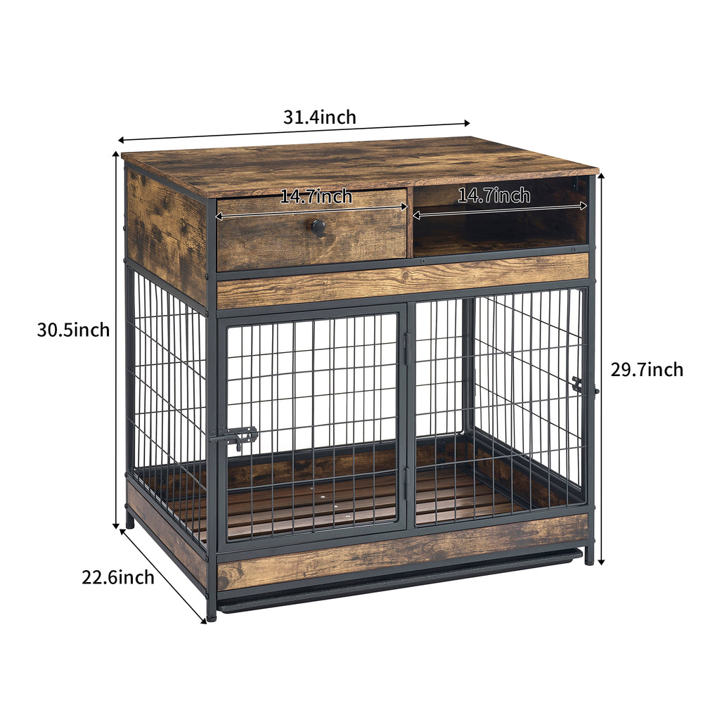 Rustic Dog Crate with Double Doors