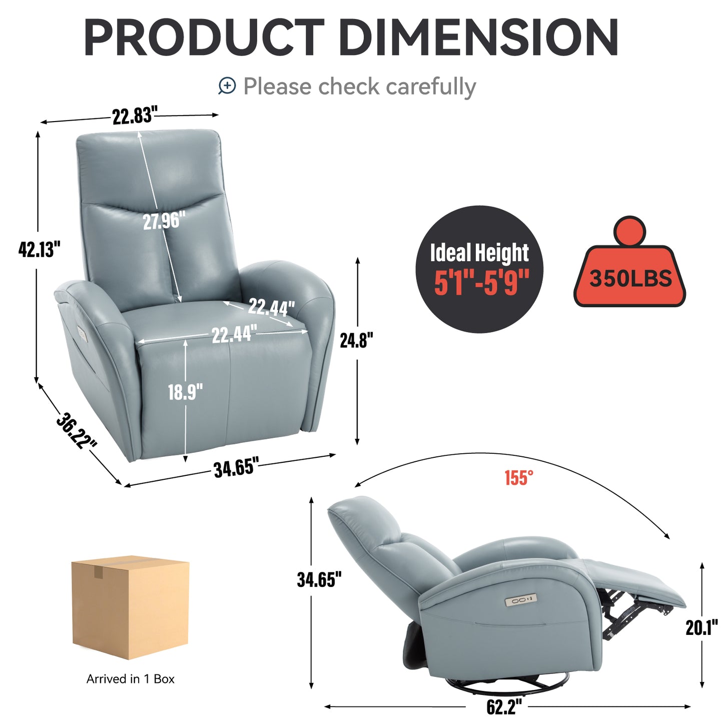 Ultimate Comfort Swivel Recliner with USB Charging