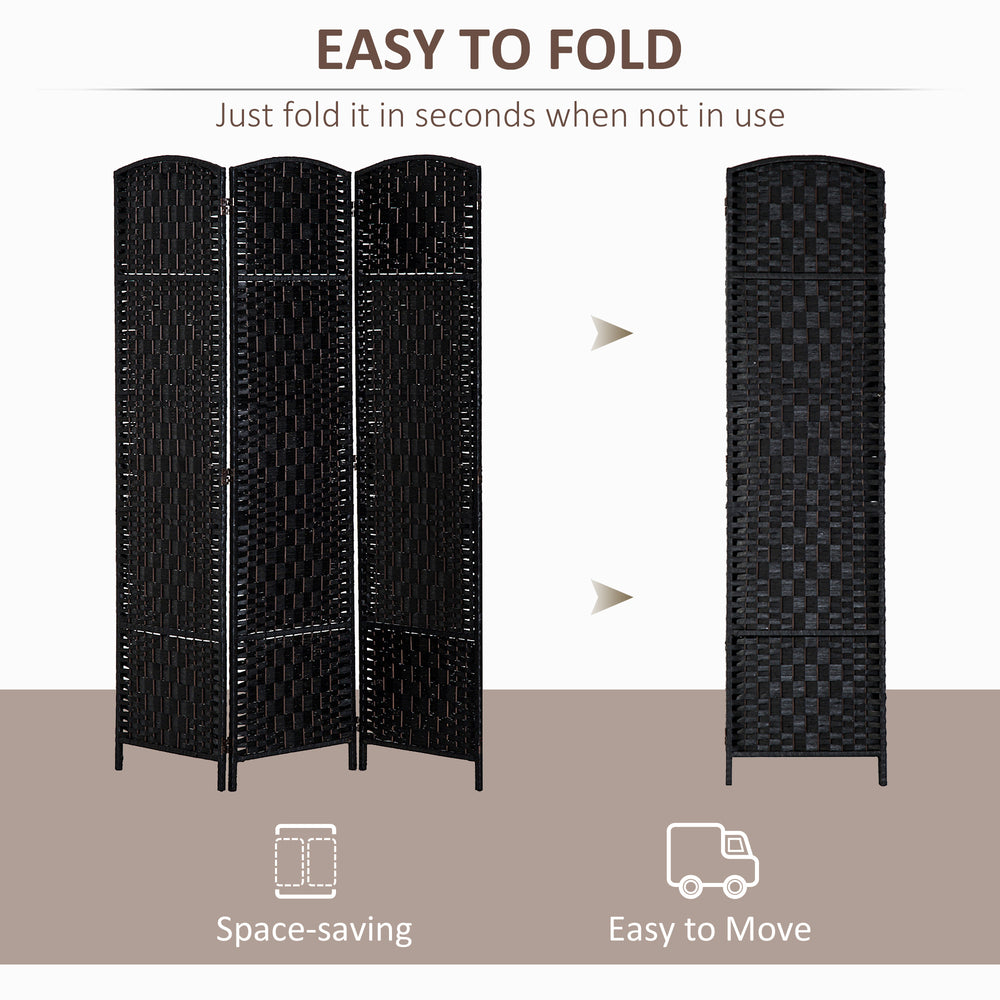 Stylish Black Wicker Room Divider