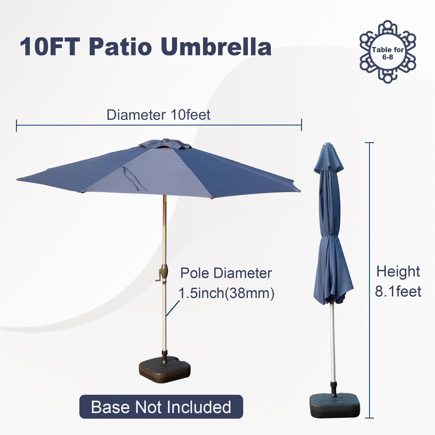 Navy Blue Patio Umbrella with Tilt & Crank – Perfect Sun Shade for Your Outdoor Oasis!