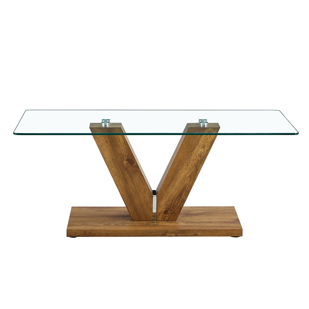 Sleek Glass & Wood Coffee Table