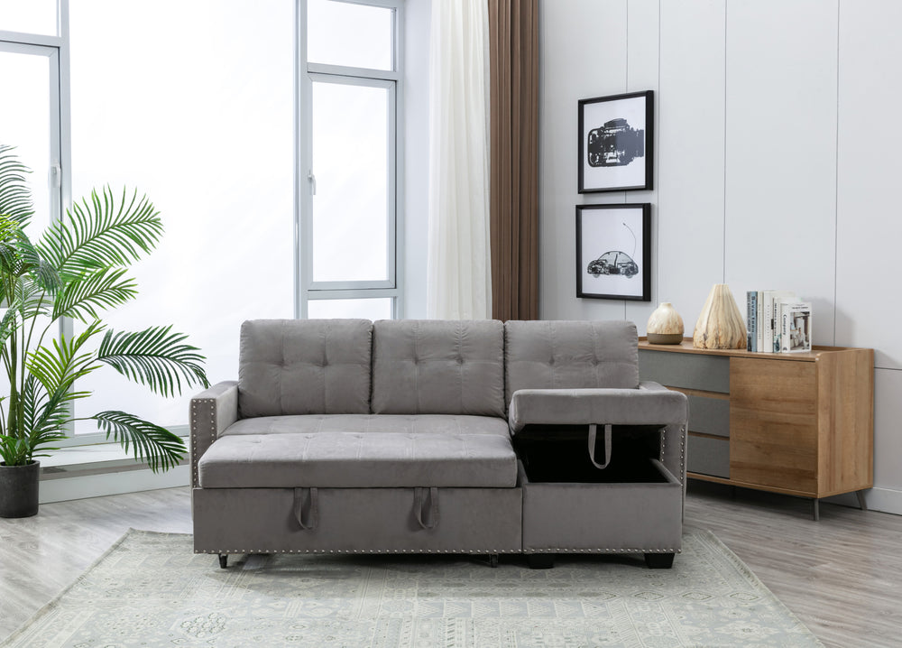 Cozy Velvet Reversible Sofa with Storage