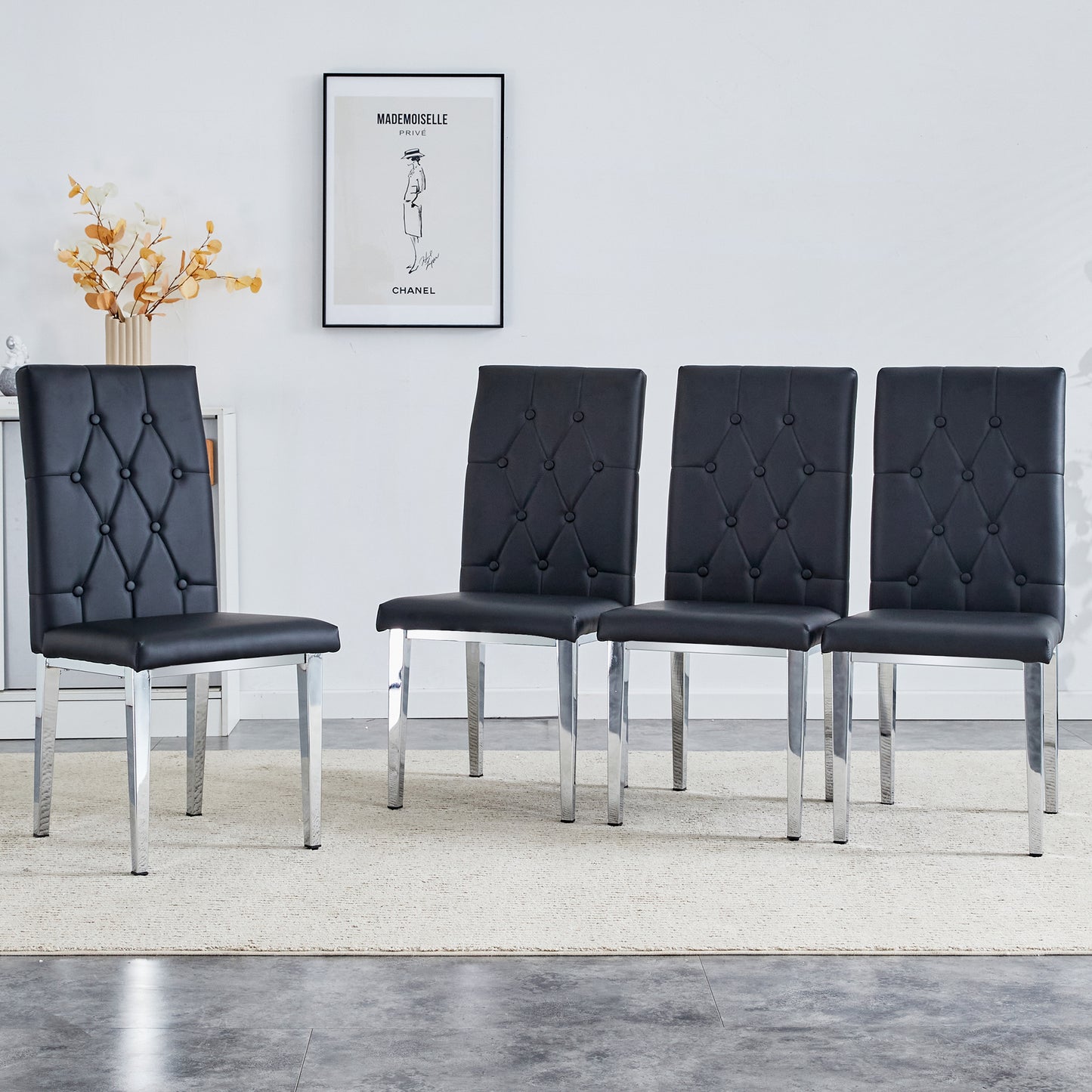 Elegant Black Armless Dining Chairs Set