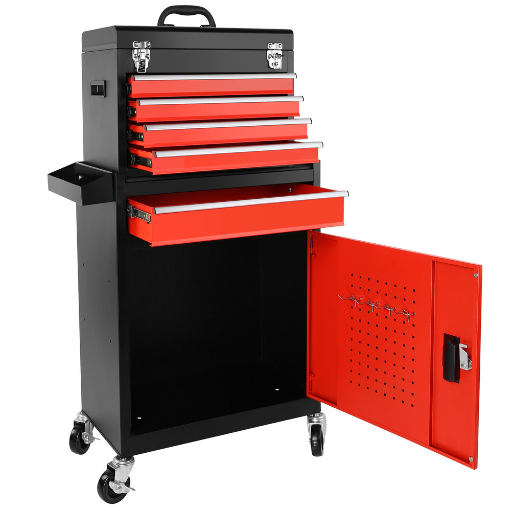 Rolling Tool Chest with Lockable Drawers and Detachable Top