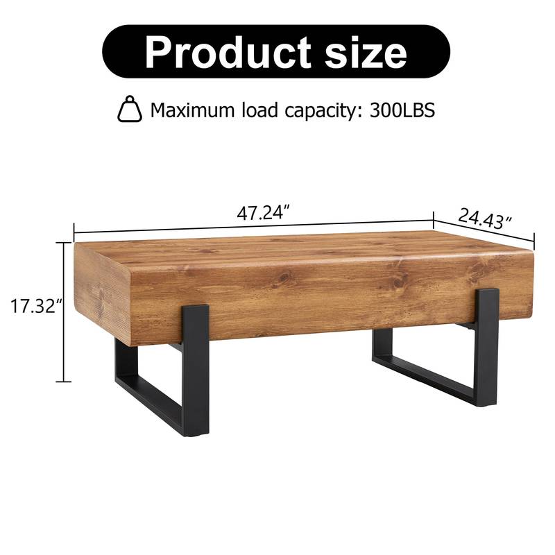 Chic Rustic Coffee Table with Metal Legs