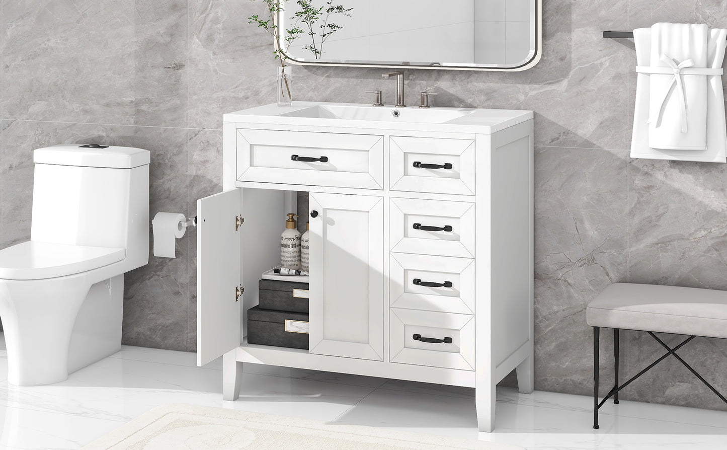 Sleek White Bathroom Vanity & Sink Combo