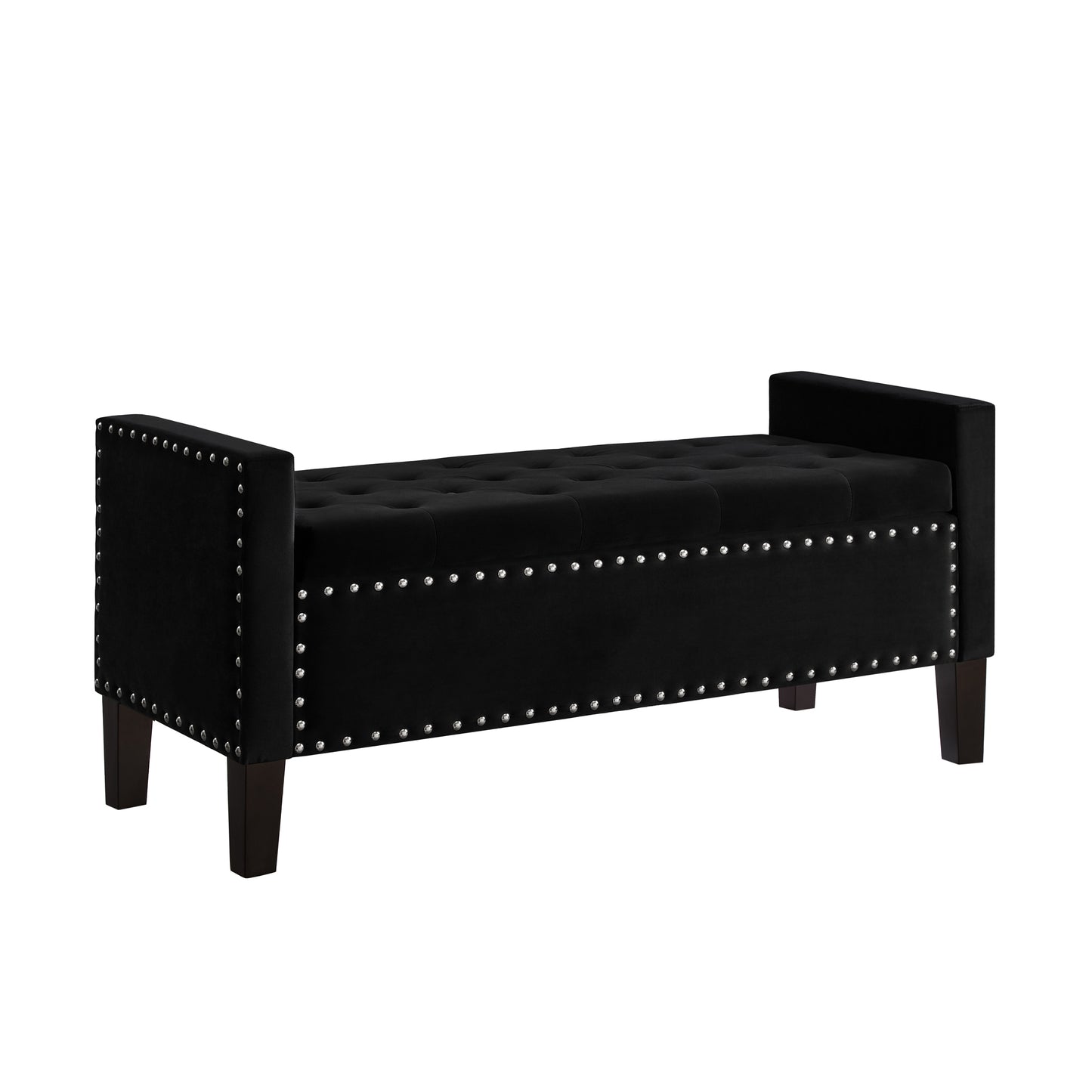 Chic Storage Bench with Armrests and Nailhead Trim