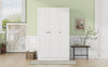 Chic White 3-Door Wardrobe with Shelves