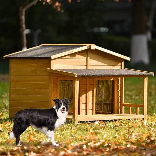 Cozy Cabin Dog House with Porch