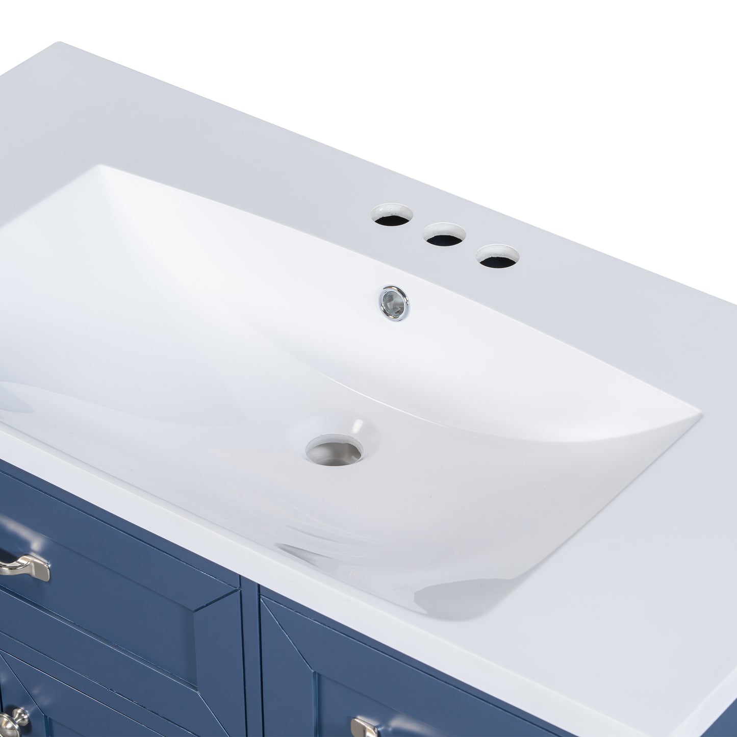 “Chic Blue Bathroom Vanity with Sink and Storage”