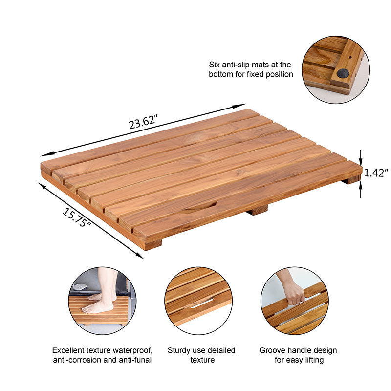 Natural Teak Shower Mat - Slip-Resistant Spa Comfort