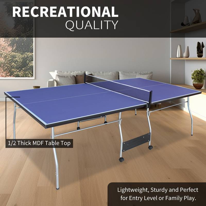 Easy Set-Up Ping Pong Table - Foldable & Portable Game for Indoors and Outdoors