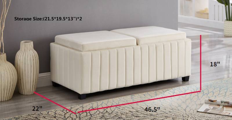 Chic Velvet Cube Ottoman with Tray Storage