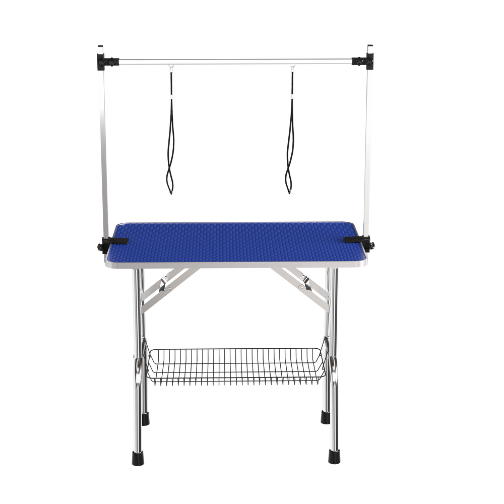 Pet Grooming Station with Adjustable Arm – Heavy-Duty Blue Table