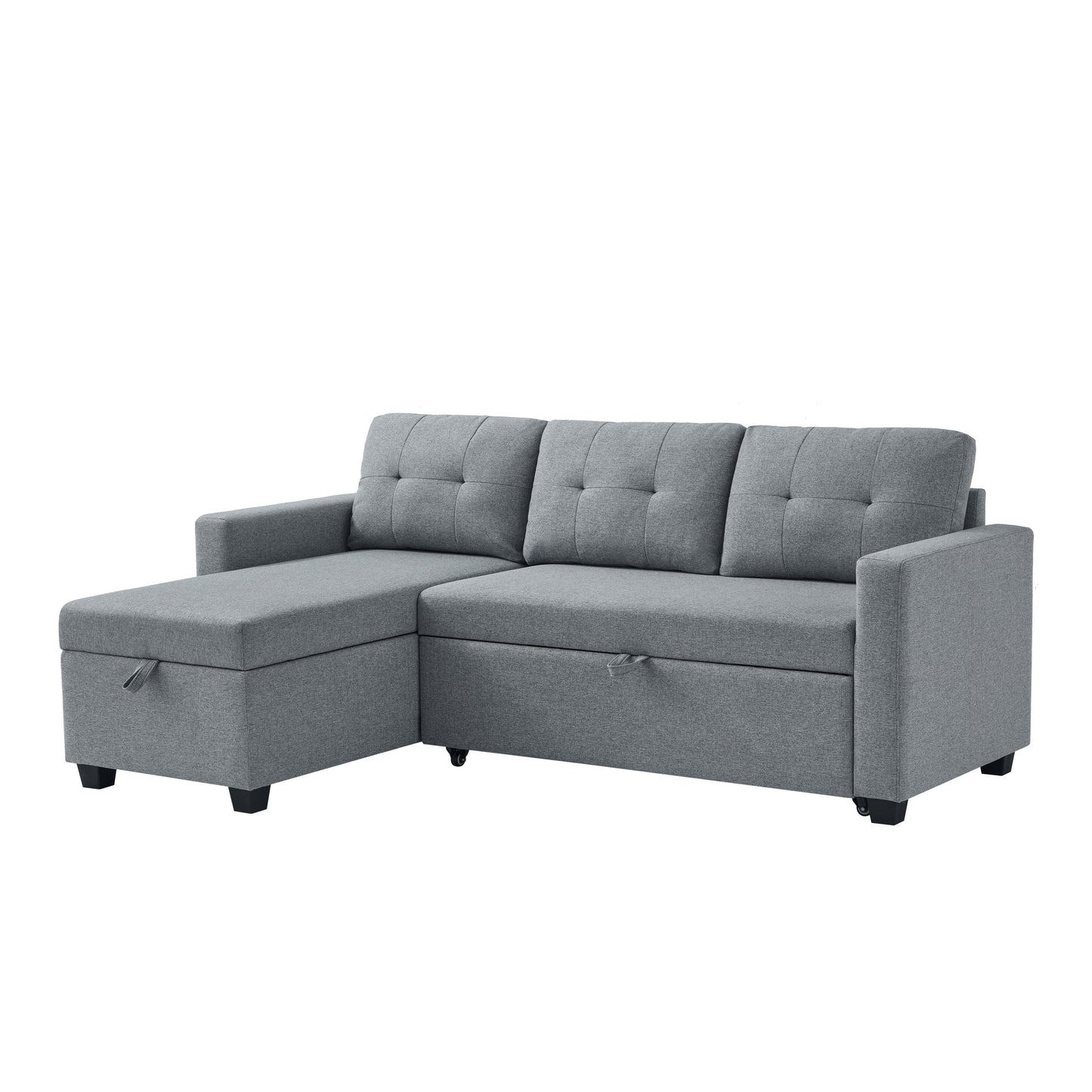 CozyConvertible Sectional Sofa with Storage in Light Grey