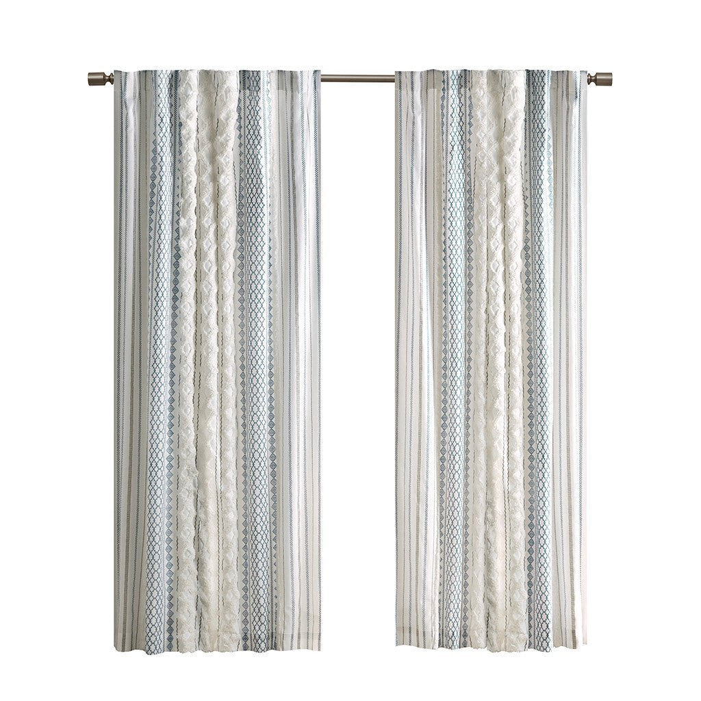 Chic Chenille Stripe Cotton Curtain Panel