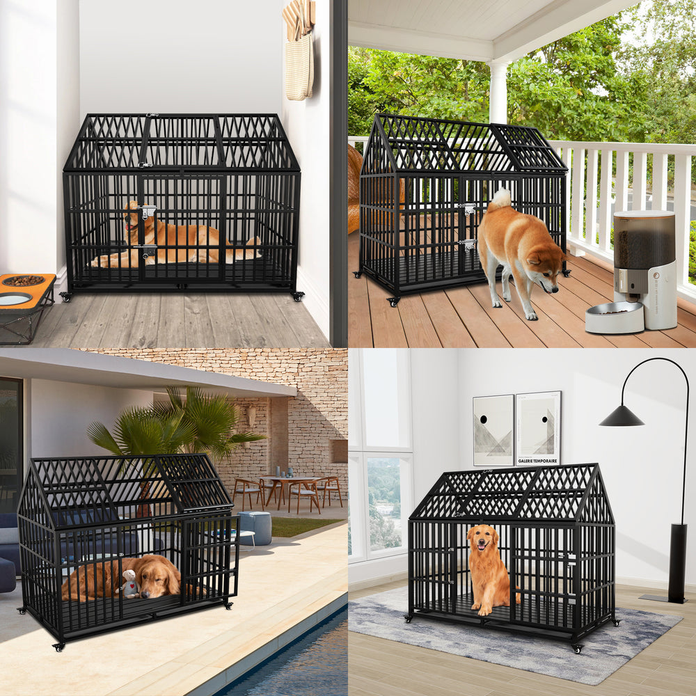 Ultimate Heavy-Duty Dog Crate with Wheels & Dual Access