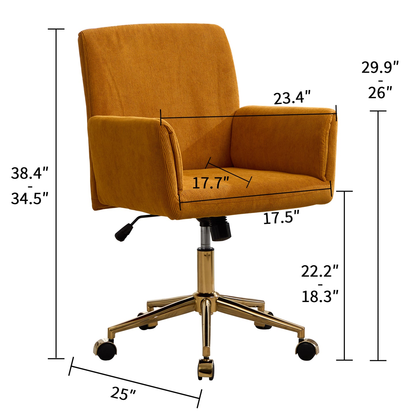 Chic Yellow Corduroy Office Chair