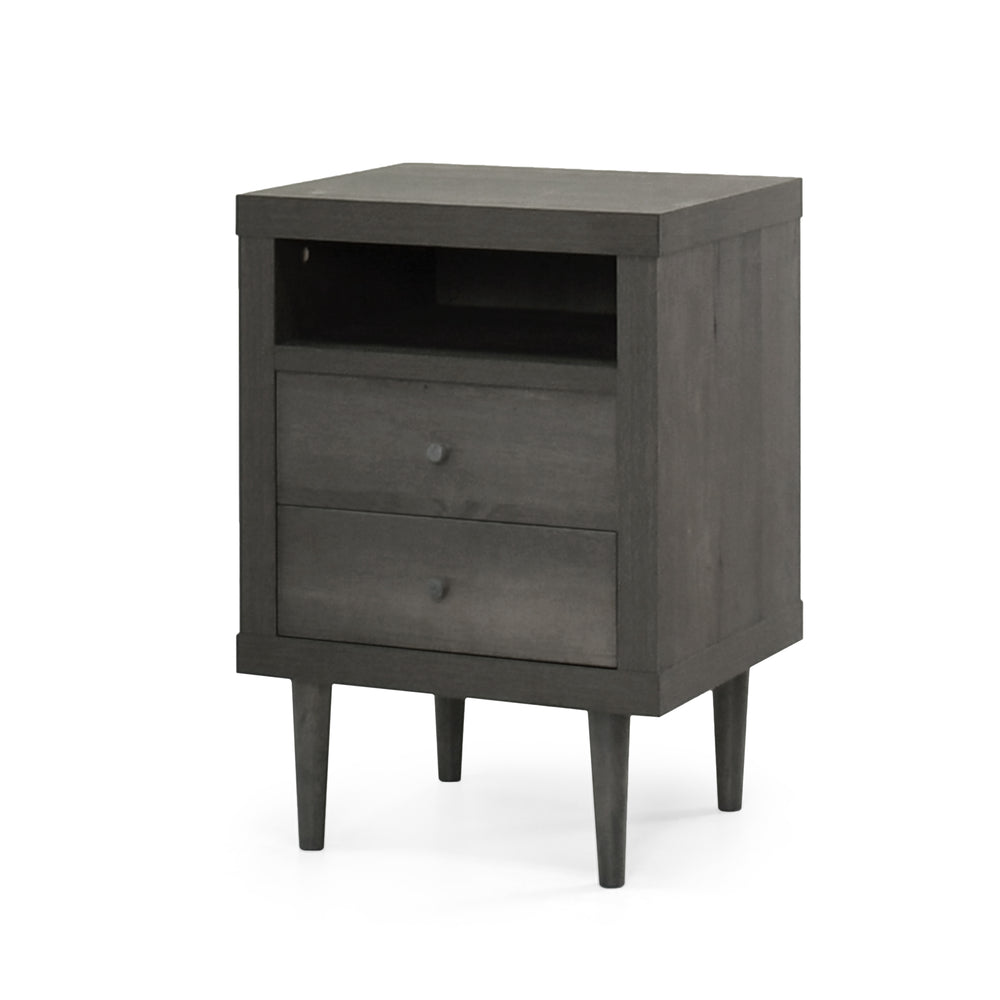 Sleek Double Drawer Nightstand