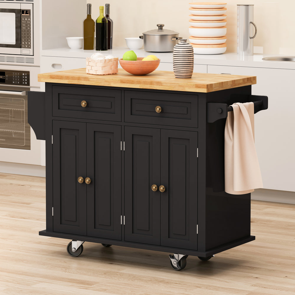 Versatile Kitchen Island Cart with Storage and Locking Wheels